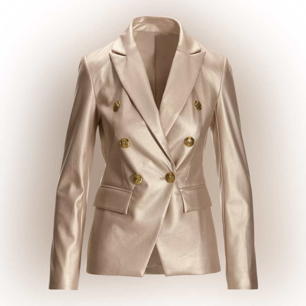 Boston Proper Cream Blazer with Gold Buttons